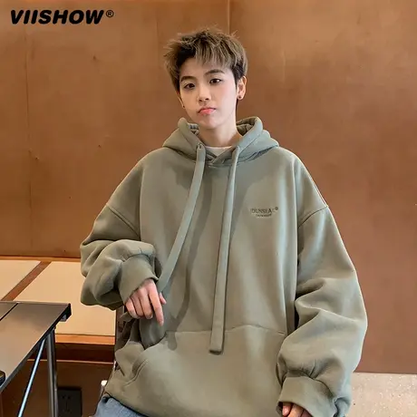 VIISHOW重磅连帽卫衣男春款2024新款宽松美式潮牌男生休闲外套商品大图