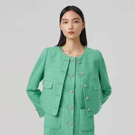 LANCY/朗姿女装春季新款小香风短外套女宽松通勤气质上衣图片