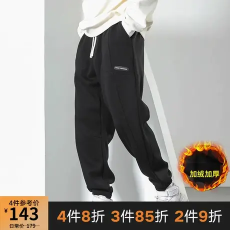 GxxH个性宽松大码潮牌加肥加胖子秋冬加绒加厚休闲束脚长裤200斤商品大图