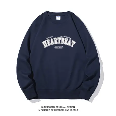 美式休闲小众设计感潮流字母印花卫衣男青少年套头圆领宽松上衣图片