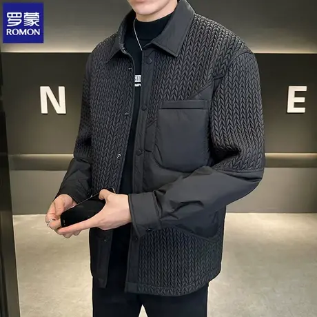 罗蒙男士羽绒服2023新款休闲麦穗白鸭绒冬季外套保暖宽松翻领上衣图片