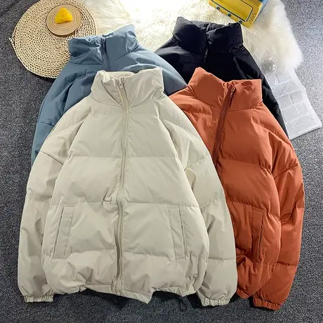 ins潮流冬季棉服男潮牌港风保暖棉衣纯色情侣面包服宽松棉袄外套商品大图