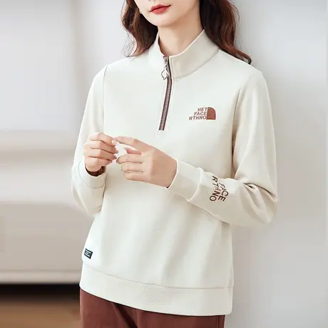 半拉链立领卫衣女2023春秋季新款时尚常规款上衣运动休闲薄款外套图片