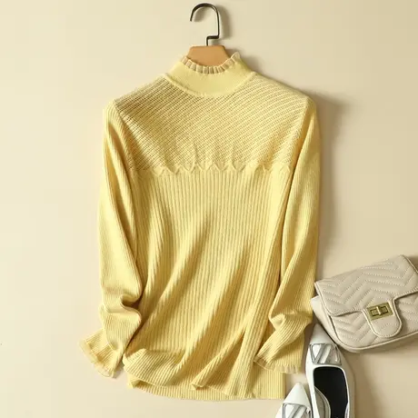 秋冬2023年新款半高领长袖打底衫女士显瘦毛衣女装洋气内搭上衣潮商品大图