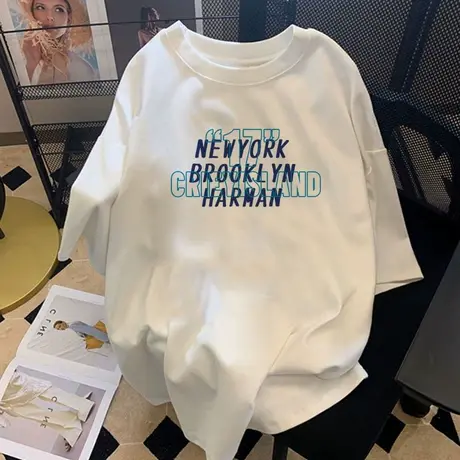 ulzzang美式t恤女胖mm大码oversize短袖显瘦洋气ins白色上衣潮夏商品大图