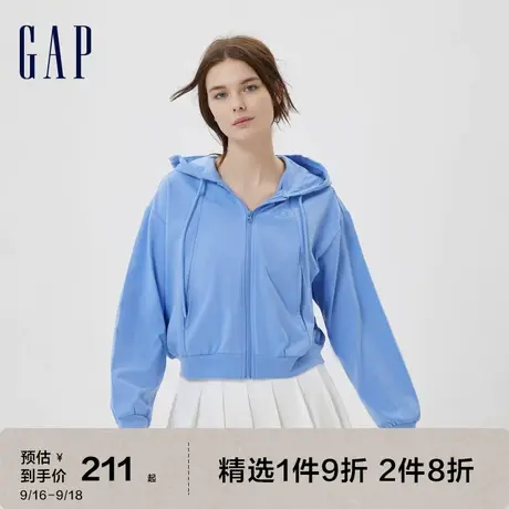 Gap女装秋季款洋气LOGO水洗棉连帽衫591196户外宽松运动卫衣商品大图