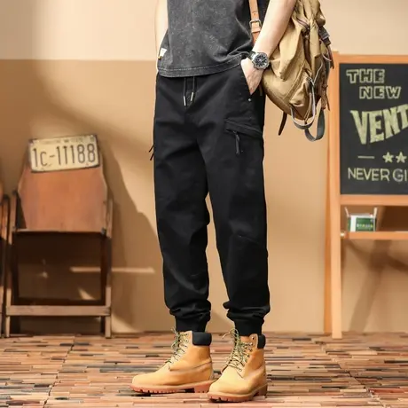 潮流百搭男士工装裤大码运动直筒束脚裤休闲宽松韩版潮流休闲裤图片