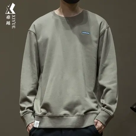 希越套头卫衣男女同款秋冬新款加绒宽松大码加绒加厚内搭打底衫潮图片