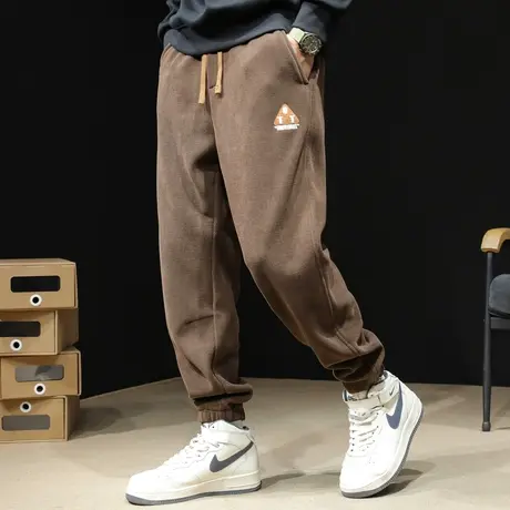 加绒新款雪尼尔运动裤子男士秋冬款宽松束脚大码休闲男裤百搭卫裤商品大图