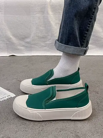 帆布鞋女春季2023新款百搭透气布鞋女一脚蹬软底舒适厚底休闲鞋子商品大图