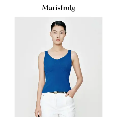 Marisfrolg玛丝菲尔蓝色时尚打底背心吊带图片