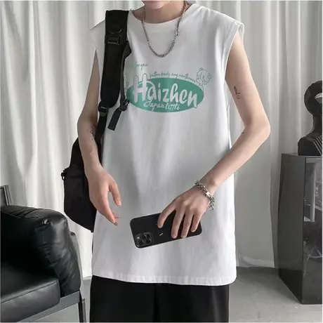 吊带运动坎肩背心无袖t恤女夏季设计感小众外穿宽松辣妹上衣ins潮图片