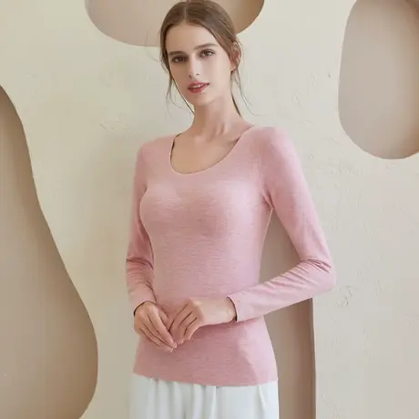 冬季无痕德绒蚕丝保暖长袖睡衣加厚打底衫上衣单件女家居服女秋季商品大图