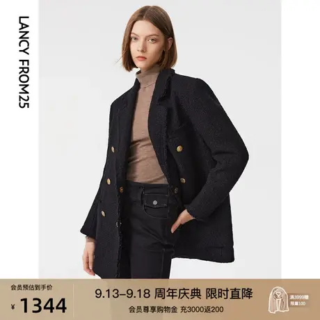 朗姿气质高级感小众小香风黑色西装女秋冬季新款通勤职业西服外套图片