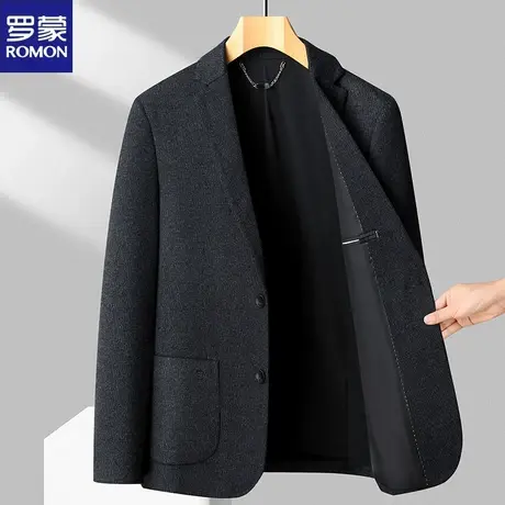 罗蒙西装男2024春季新款上衣春秋中青年商务休闲单件西服修身外套图片