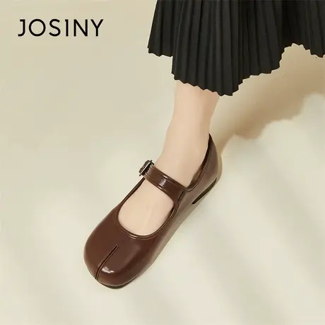 Josiny/卓诗尼低跟玛丽珍鞋女2024春季新款一字扣单鞋平底女鞋子商品大图