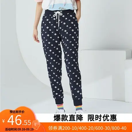 【断码S】艾格2022新款春季女百搭休闲卡通图薄款直筒休闲裤W03商品大图