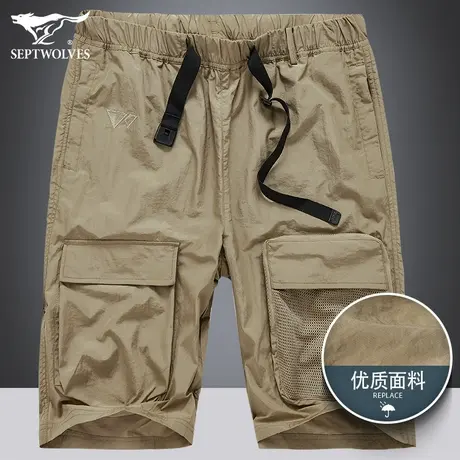 七匹狼男装时尚工装短裤男2023夏季潮流ins青年大口袋休闲五分裤商品大图