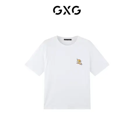 【新款】GXG男装 夏季白色休闲时尚潮流短袖T恤GHC1440009G商品大图