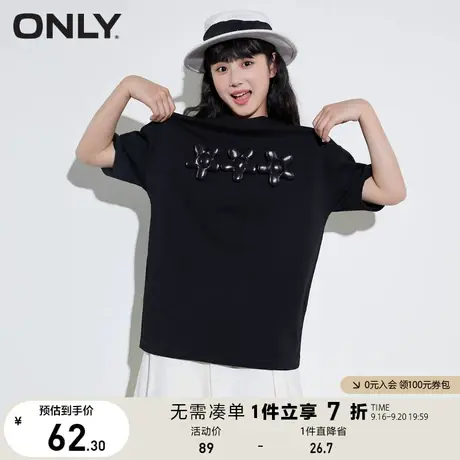 ONLY奥莱夏季宽松设计感立体花朵短袖T恤女商品大图