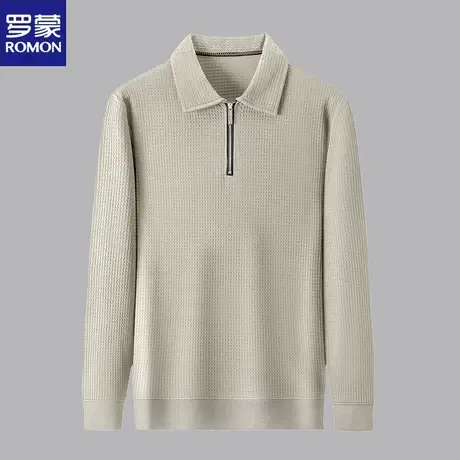 罗蒙半拉链长袖t恤男士春秋季新款商务休闲爸爸翻领体恤男POLO衫图片
