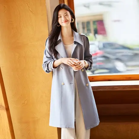 时尚气质长袖风衣外套2023年秋季新款淑女温柔宽松显瘦中长款上衣商品大图