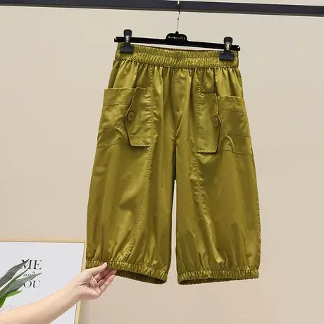 棉麻五分哈伦裤2023夏新款宽松大口袋薄款女士灯笼裤小个子马裤潮图片