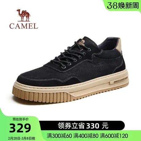骆驼秋季新款男鞋牛皮厚底复古百搭运动休闲鞋低帮男士板鞋商品大图