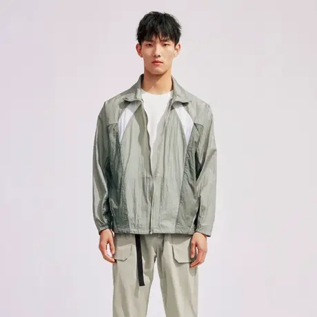 坦博尔防晒服男24夏季新款立领时尚拼色轻量反光条户外防晒衣外套商品大图