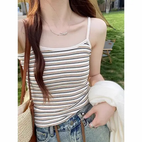 辣妹小吊带背心女夏装2025新款修身韩版短款小个子无袖上衣T恤潮图片