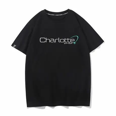 key社Charlotte友利奈绪联名周边二次元短袖T恤男女新款纯棉衣服图片