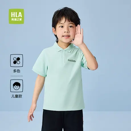 HLA/海澜之家panda wowo熊猫短袖POLO衫25春夏新款刺绣翻领短袖男商品大图
