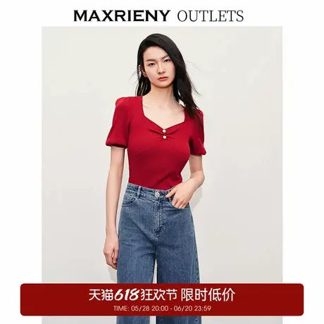 【奥莱】MAXRIENY复古华丽感套头针织毛衫上衣商品大图