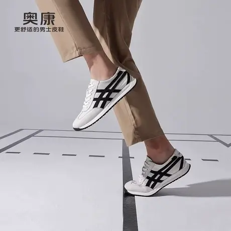 奥康男鞋春秋季新款运动鞋真皮阿甘鞋男士复古休闲德训鞋青春潮流商品大图