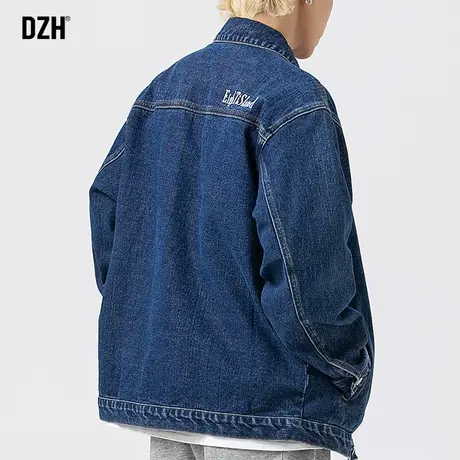 男士刺绣牛仔外套男春秋季潮高级感宽松休闲上衣2023新款翻领夹克商品大图