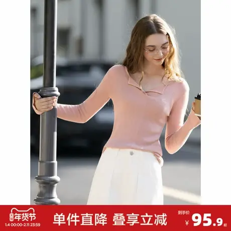 唐狮2026秋冬女V领毛织打底衫女内搭高级感可外穿秋冬百搭上衣图片