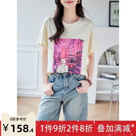 宝诗黎高腰显瘦五分牛仔裤2023新款宽松百搭休闲短裤夏季时尚女装商品大图