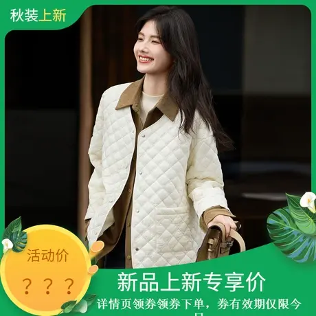 时尚气质棉服2023年冬季新款拼接假两件宽松百搭高级通勤棉外套图片