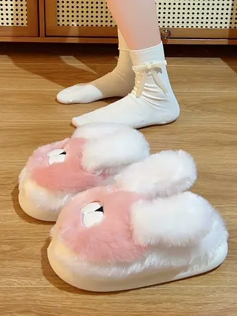 棉拖鞋女可爱长耳朵小狗秋冬季学生时尚居家室内厚底保暖棉拖冬天图片