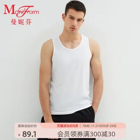 曼妮芬男士经典圆领背心舒适青年内搭内衣可外穿打底衣20400344图片