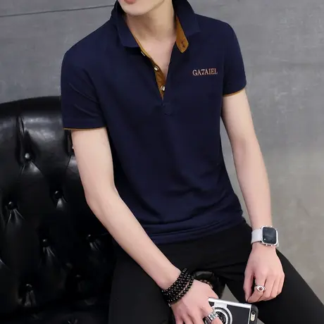 男士夏装有领短袖t恤男翻领保罗修身韩版青年潮流带领学生polo衫商品大图