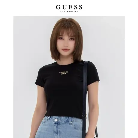 GUESS款女士韩国进口简约舒适短袖圆领T恤-YN2K2496商品大图