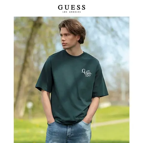 GUESS男女同款简约logo设计款休闲纯色重磅短袖T恤-MN2K8442CN商品大图