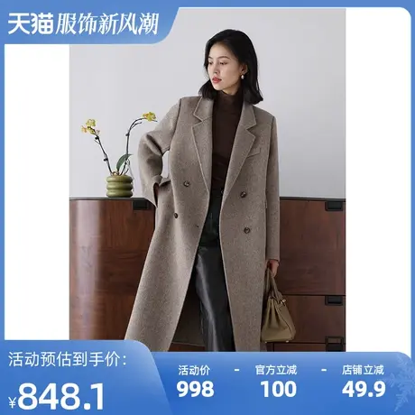 嘉茱莉2025秋冬新款赫本风大衣女中长款宽松羊毛外套毛呢大衣宽松商品大图