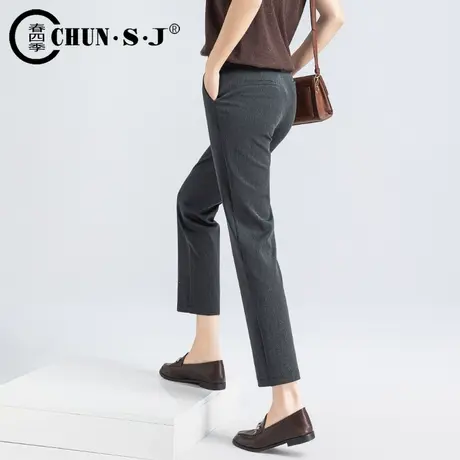 灰色西装裤女春秋2023新款女裤子休闲裤直筒裤职业显瘦九分烟管裤商品大图