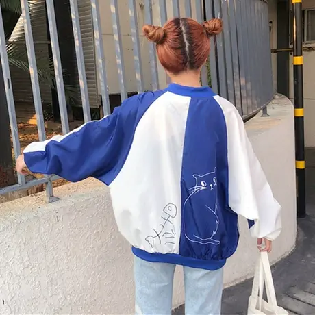 2021夏韩版ulzzang原宿街头BF风宽松小个子印花学生防晒衣外套女商品大图