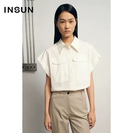 INSUN恩裳夏季翻领宽松袖口百搭衬衫商品大图