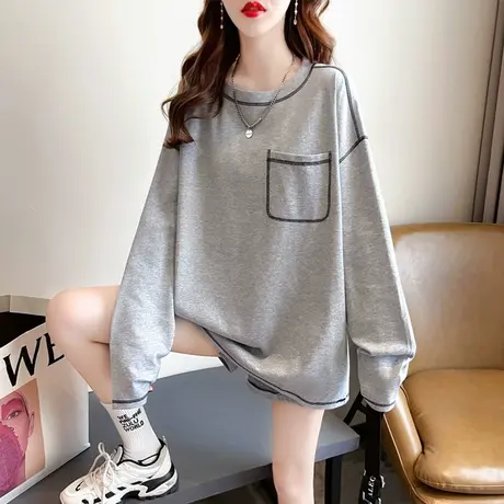 早春卫衣女春秋季韩版宽松大码薄款设计感小众小个子纯色上衣外套商品大图