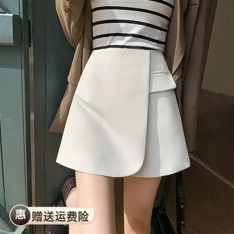 高腰不对称设计感西装料短裙裤女2023春夏新款显瘦A字半身裙裤子图片