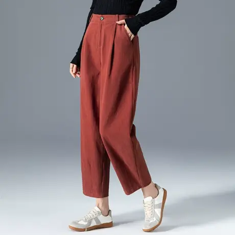 高腰哈伦裤女2024新款宽松老爹裤春秋妈妈裤子直筒休闲九分萝卜裤商品大图